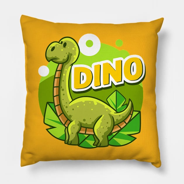 Cute Brontosaur Pillow by Harrisaputra