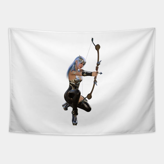 Archer Woman with Bow and Arrow Tapestry by Carlosr1946