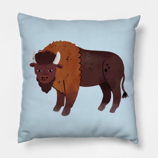 Bison Painting Hand Drawn Pillow