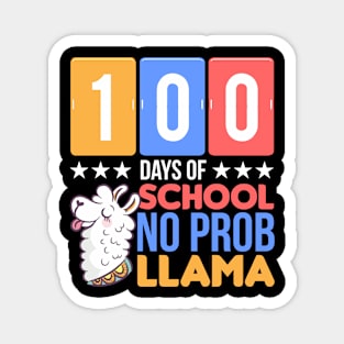 100 Days Of School 100th Day Llama Magnet