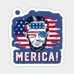 4th Of July, MERICA Abraham Lincoln Magnet