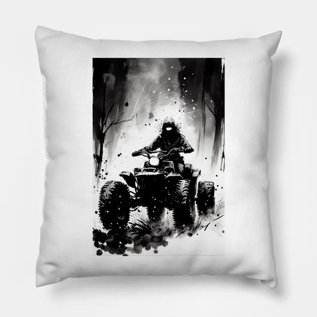 Haunted ATV Rider Pillow by TortillaChief