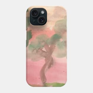 Watercolor trees at sunset Phone Case