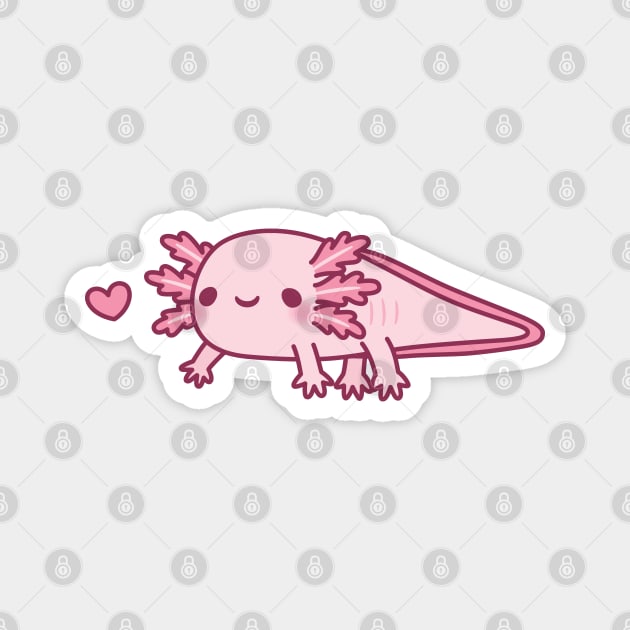 Cute Little Pink Axolotl Doodle Magnet by rustydoodle
