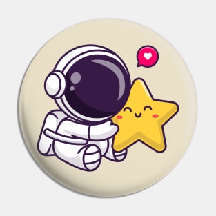 Cute Astronaut Hug Cute Star Cartoon Pin