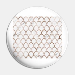 Rose gold mermaid scales - white marble Pin