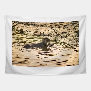 Otter in water Tapestry