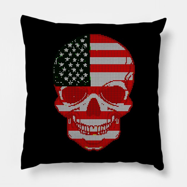 Skull America Glitch Pillow by Outrageous Flavors