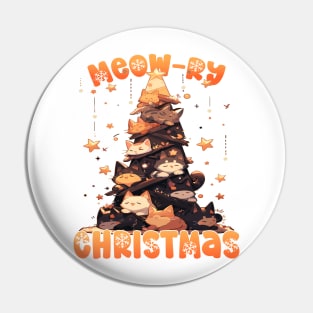 Kawaii Anime Super Cute Cat Catmas Tree: Meowry Christmas Pin