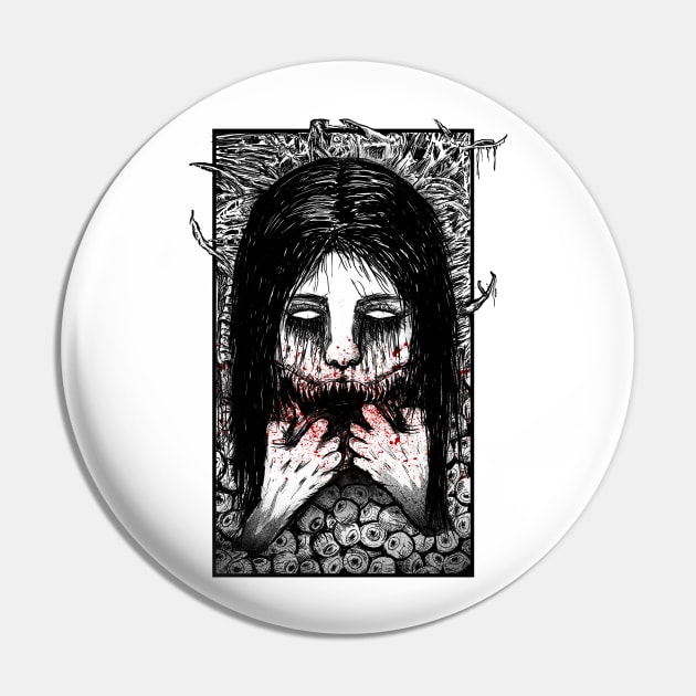Horror Slit Mouthed (Black and White Version) Pin by DeathAnarchy