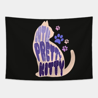 Cutie Pretty Kitty retro cat T-shirt Tapestry