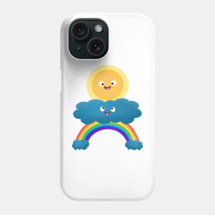 Cute happy sun cloud rainbow cartoon Phone Case