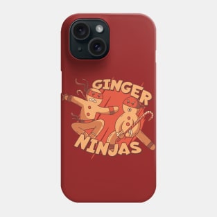 Cute Christmas Ginger Ninjas // Funny Gingerbread Men Phone Case