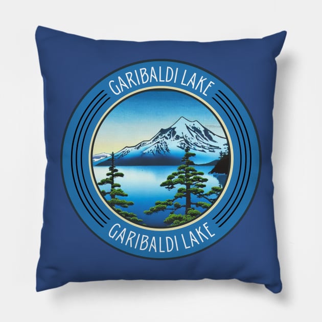 Blue Vintage Garibaldi Lake Hiking and Travel Lovers Pillow by Mochabonk