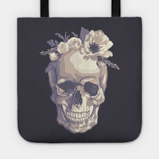 Skull With Flower Crown Tote