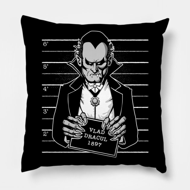 Count Dracula Vampire Monster Mugshot Pillow by Grandeduc