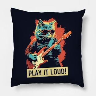 Play It Loud - rock star Cat Pillow