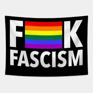 F Fascism - Censored with Gay Pride Flag Tapestry