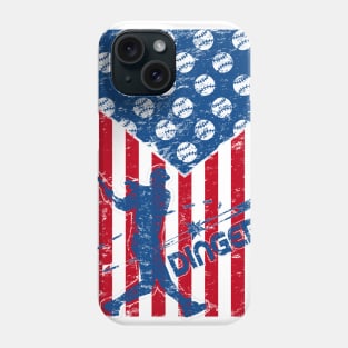 Red White and Dingers Baseball American Flag Home Plate Baseball Phone Case