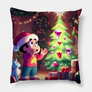 Crystal Holidays Extravaganza: Steven Universe Christmas-Inspired Art for Timeless Cartoon Designs and Festive Gems! Pillow