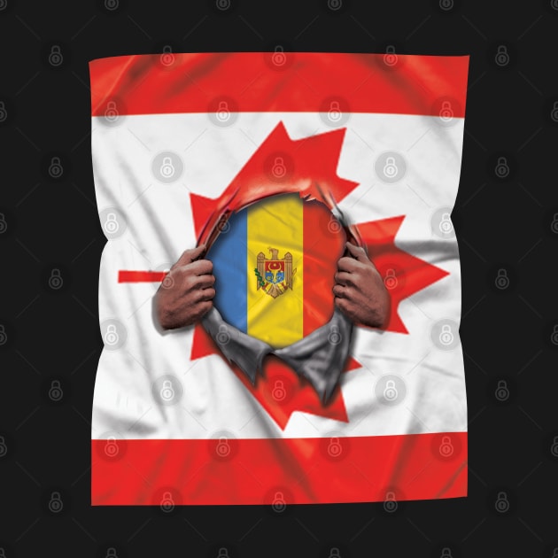 Moldova Flag Canadian Flag Ripped - Gift for Moldovan From Moldova by Country Flags