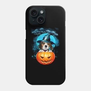 Beagle Witch Hat Pumpkin And Blue Moon Halloween Phone Case