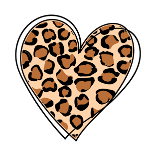 Leopard pattern  heart T-Shirt