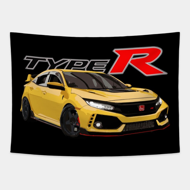 Phoenix Yellow FK8 Civic Type R Honda Tapestry by cowtown_cowboy