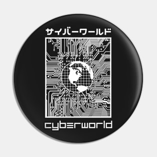 "Cyberworld" White Print Pin