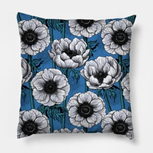 White anemone garden Pillow