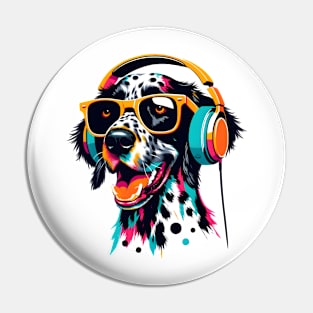 Pudelpointer Smiling DJ in Bold Japanese Style Pin