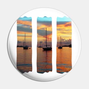 Sailboats anchored at sunset Pin