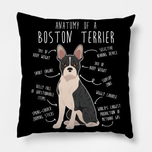 Black Brindle Boston Terrier Dog Anatomy Pillow