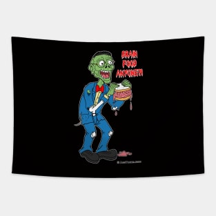 Nerd Zombie Eating Brain Sandwich Tapestry