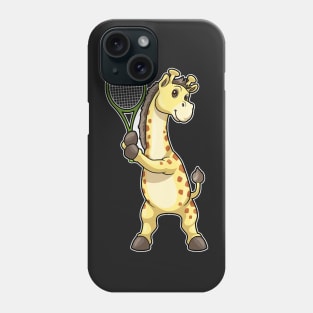 Giraffe at Tennis with Tennis racket Phone Case