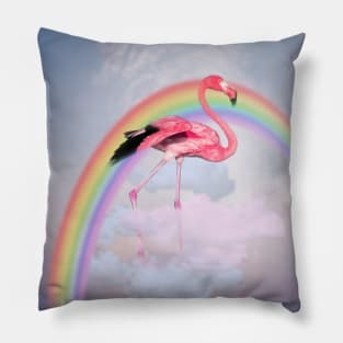 Flamingo walking on the clouds Pillow