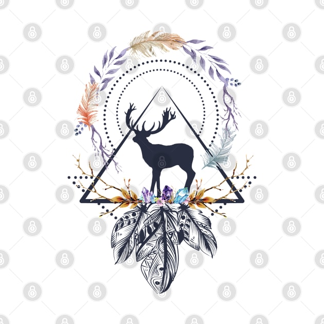 Deer Boho Abstract 2 by Manlangit Digital Studio