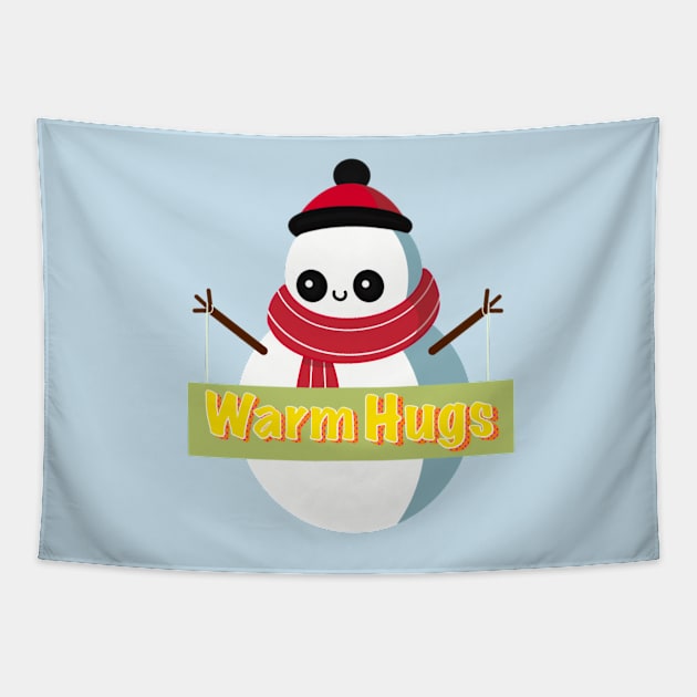 Snowman giving warm hugs Tapestry by DreamPassion