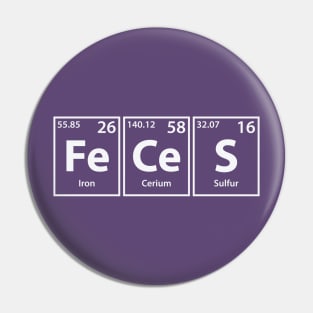 Feces (Fe-Ce-S) Periodic Elements Spelling Pin