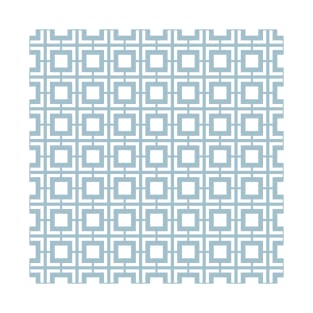 Blue and White Mid Century Squares Pattern T-Shirt