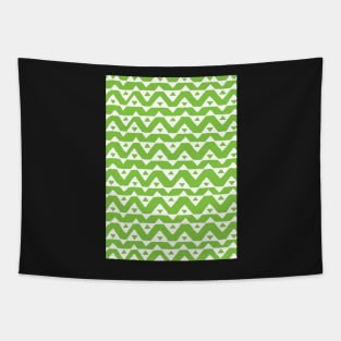 Lime Green White Hand Drawn Chevron Triangle Pattern Tapestry