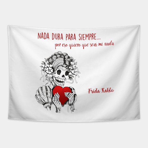 Frida Kahlo Love Quote in Spanish Tapestry by cynthiacabello