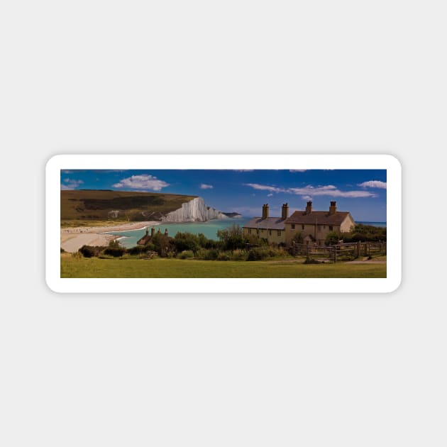 Coastguard Cottages and the Seven Sisters, England Magnet by Chris Lord