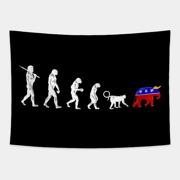 Funny Pro-Democrat Anti-Republican Devolution Tapestry by macdonaldcreativestudios