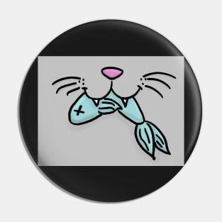 Cat Mouth With Fish (Gray) Pin