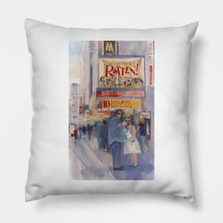 Something Rotten - Broadway Musical - Selfie - New York Theatre District Watercolor Pillow