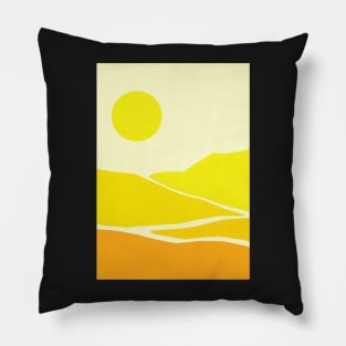 Minimalist Mid Century Modern Sunny Landscape Pillow