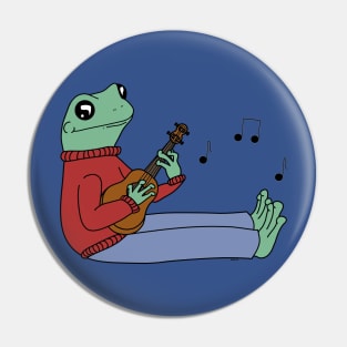 Ukulele Playing Frog Pin