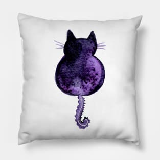 Spooky Cat Silhouette - Watercolor Pillow