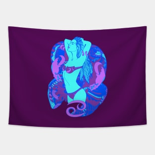 Blue Cancer Beauty Tapestry